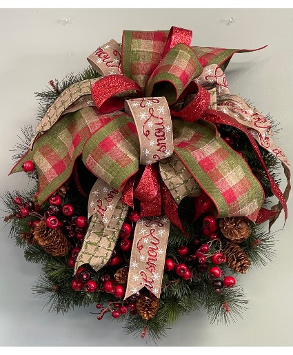 Festive Plaid Christmas Wreath — Katy Florist & Gifts, Katy TX
